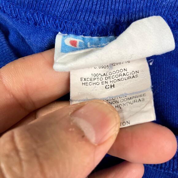 Champion T-Shirt Mens S Blue Embroidered Logo Athletic Casual Short Sleeve Tee - Picture 3 of 7